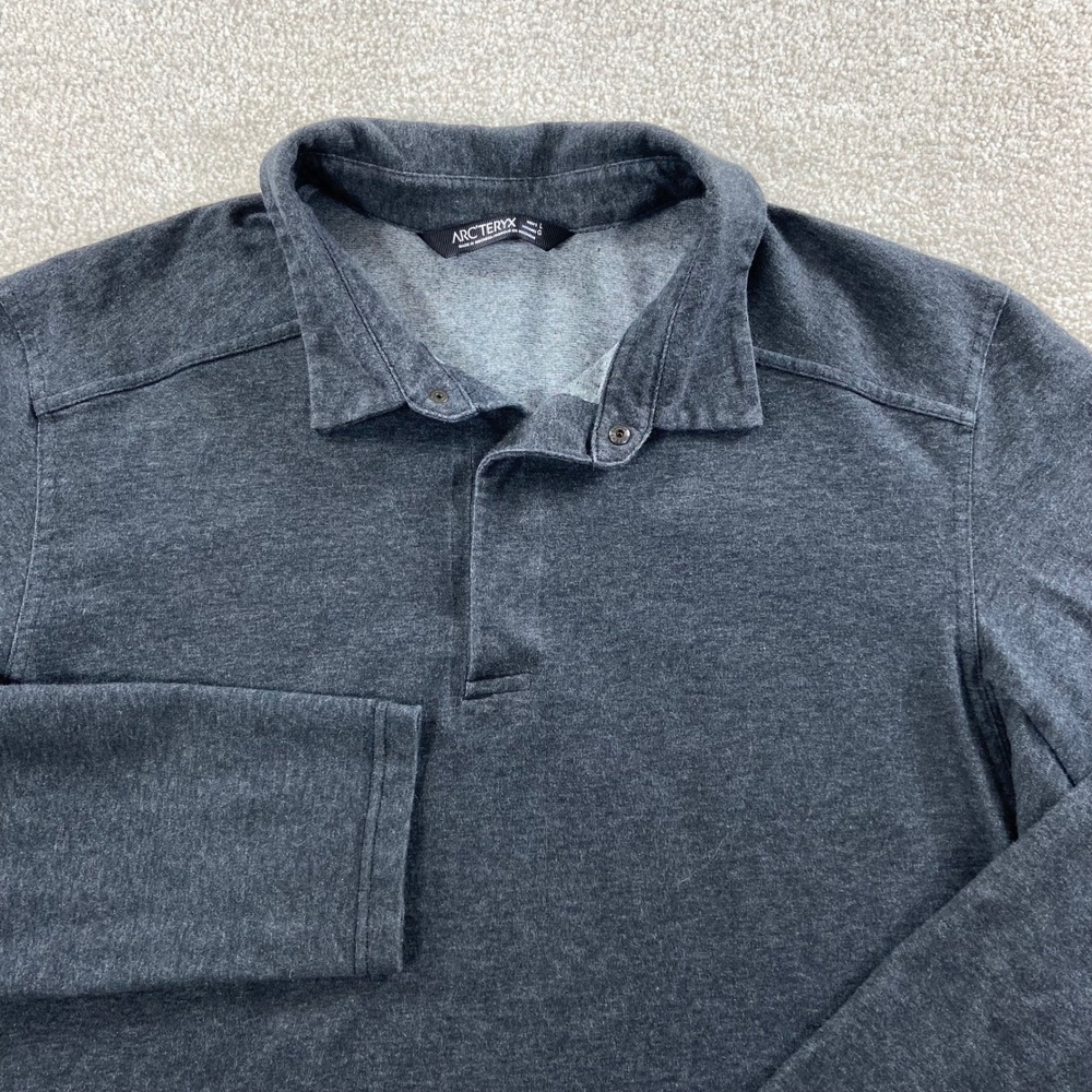 Arc'teryx Captive Long Sleeve Polo Men Large Charcoal Heather Grey 11625